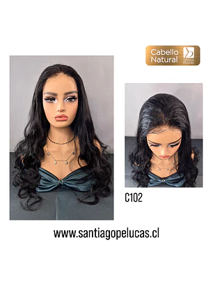 C102 LACE FRONTAL EXTRA LARGA CON ONDAS NEGRO