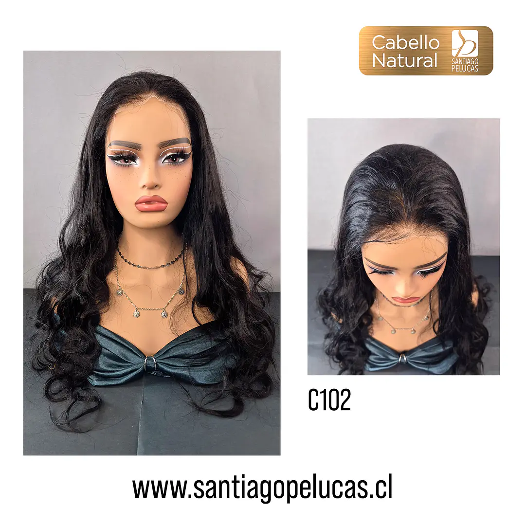 C102 LACE FRONTAL EXTRA LARGA CON ONDAS NEGRO 1