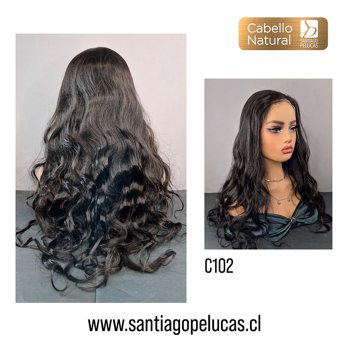 C102 LACE FRONTAL EXTRA LARGA CON ONDAS NEGRO 2