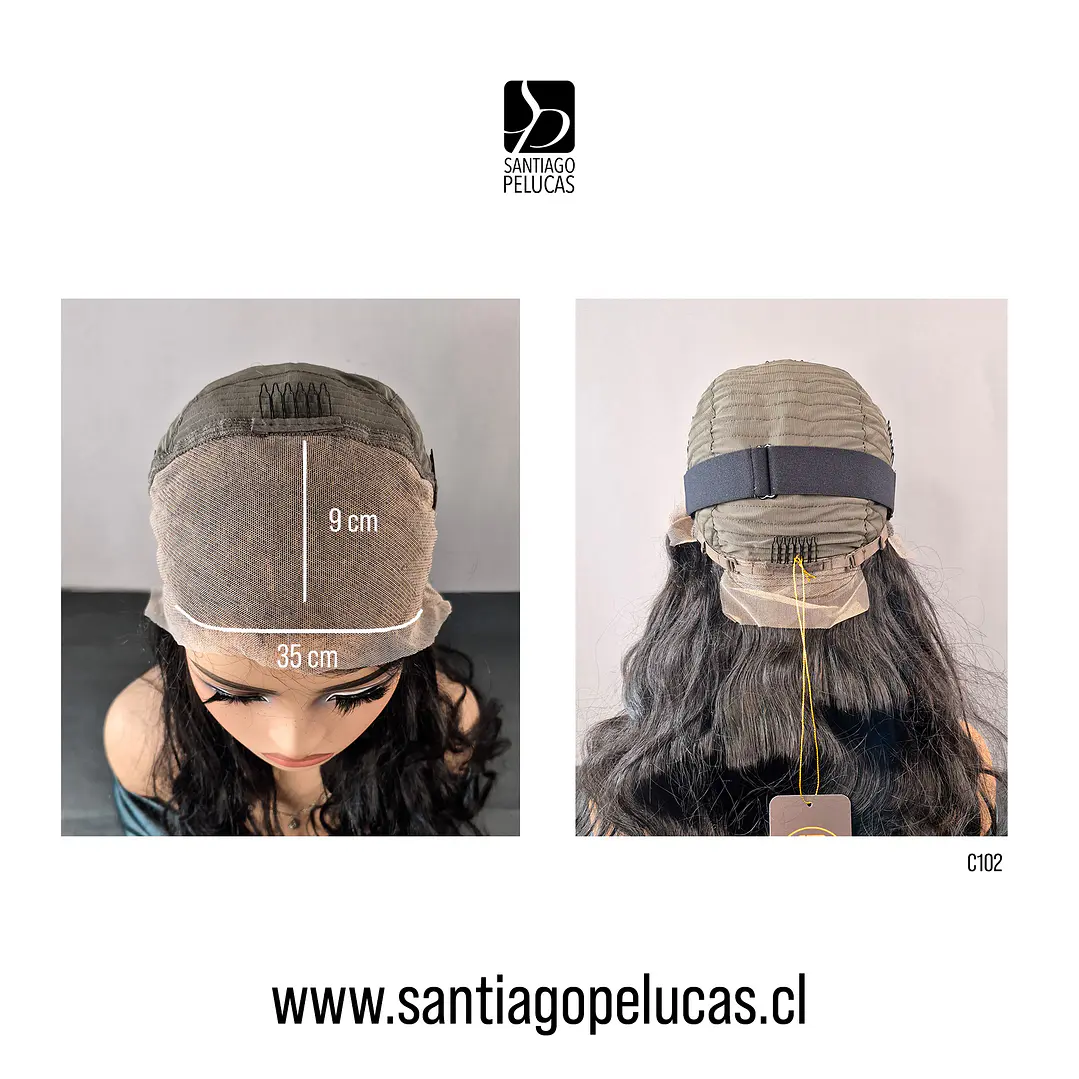 C102 LACE FRONTAL EXTRA LARGA CON ONDAS NEGRO 3