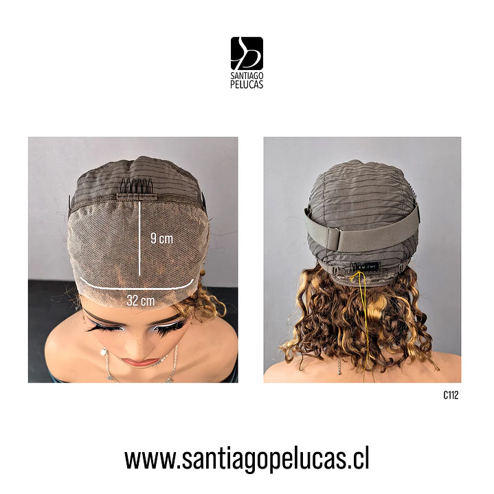 C112 LACE FRONTAL MELENA CRESPA CASTAÑO CON MECHAS 3