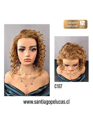 C107 LACE FRONTAL MELENA CRESPA RUBIO DORADO COBRIZO