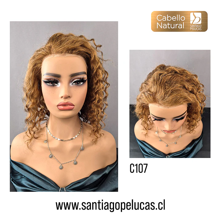 C107 LACE FRONTAL MELENA CRESPA RUBIO DORADO COBRIZO 1