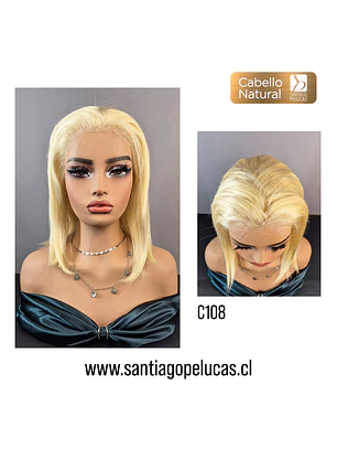 C108 LACE FRONTAL MELENA LISA BOB RUBIO PLATINADO