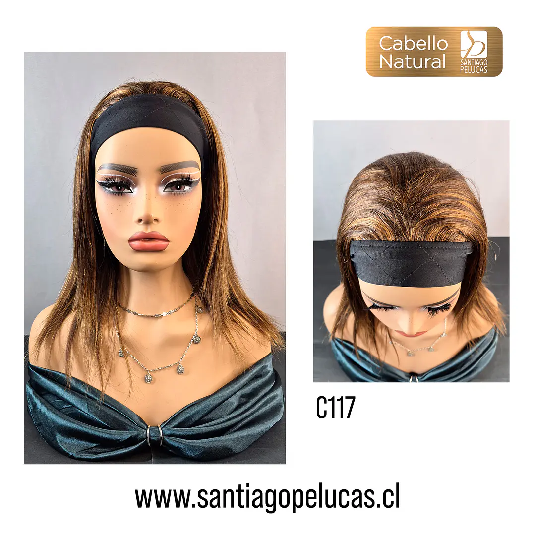 C117 NATURAL EN CAPAS LARGA LISA CON CINTILLO CASTAÑO CON REFLEJOS 1