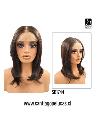 SB1744 LACE FRONTAL MELENA LISA CASTAÑO CON REFLEJOS