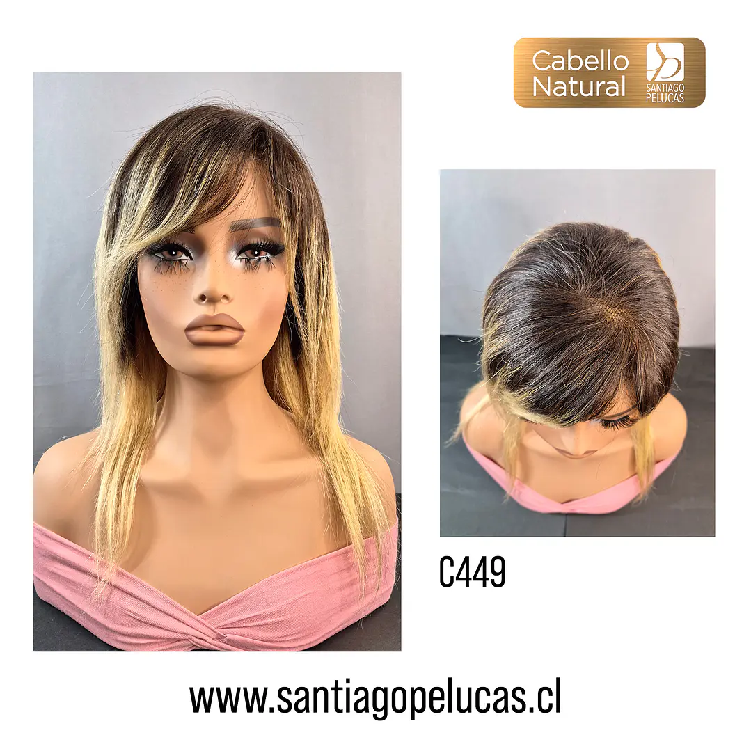 C449 LACE FRONTAL LARGA LISA EN CAPAS RUBIO CLARO MATIZADO CON CREC. 1
