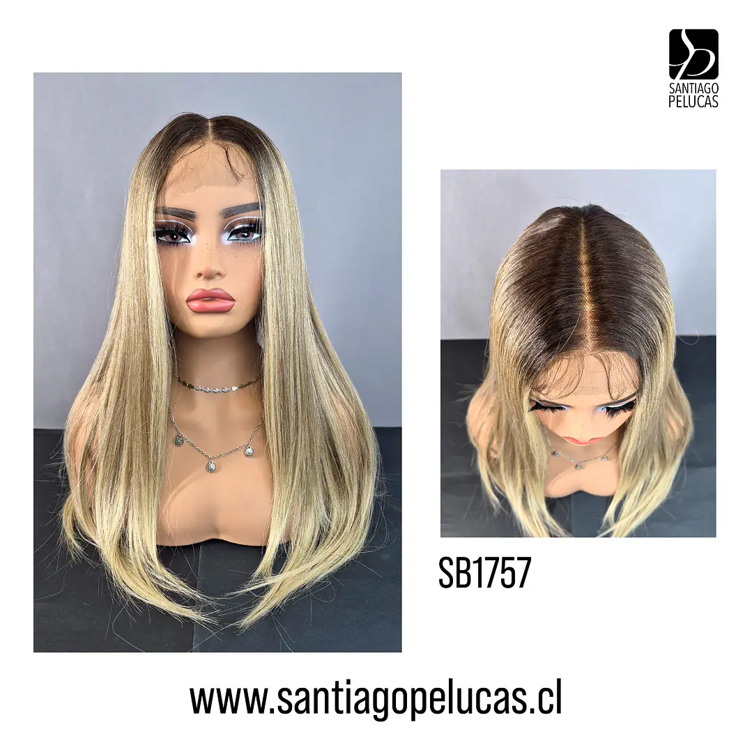 SB1757 ARIANA LACE FRONT LARGA RUBIO CLARO MATIZADO CENIZA 1
