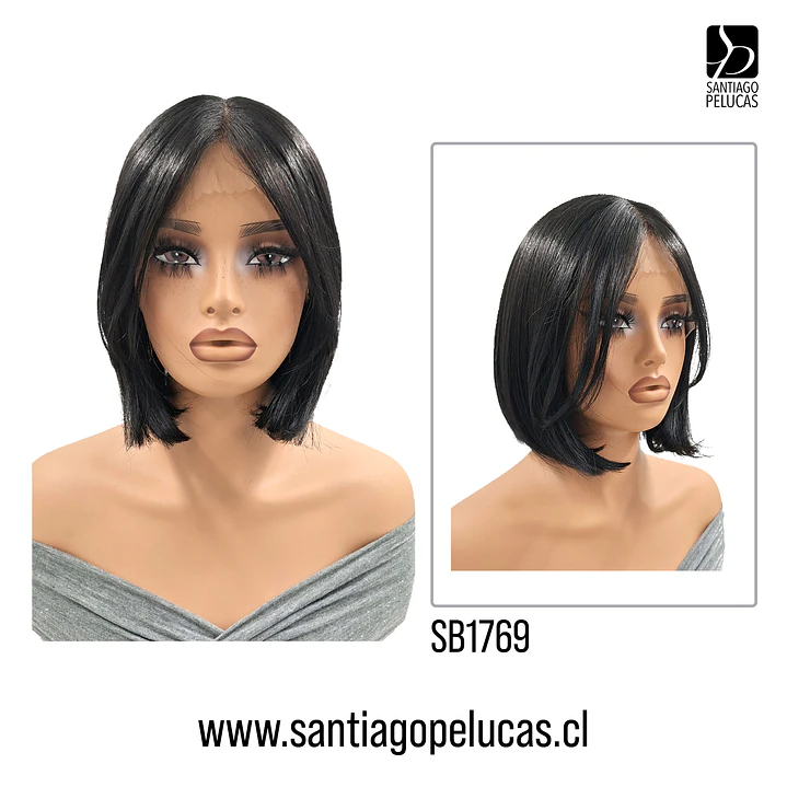 SB1769 SELENA LACE FRONT MELENA LISA BOB NEGRO 1