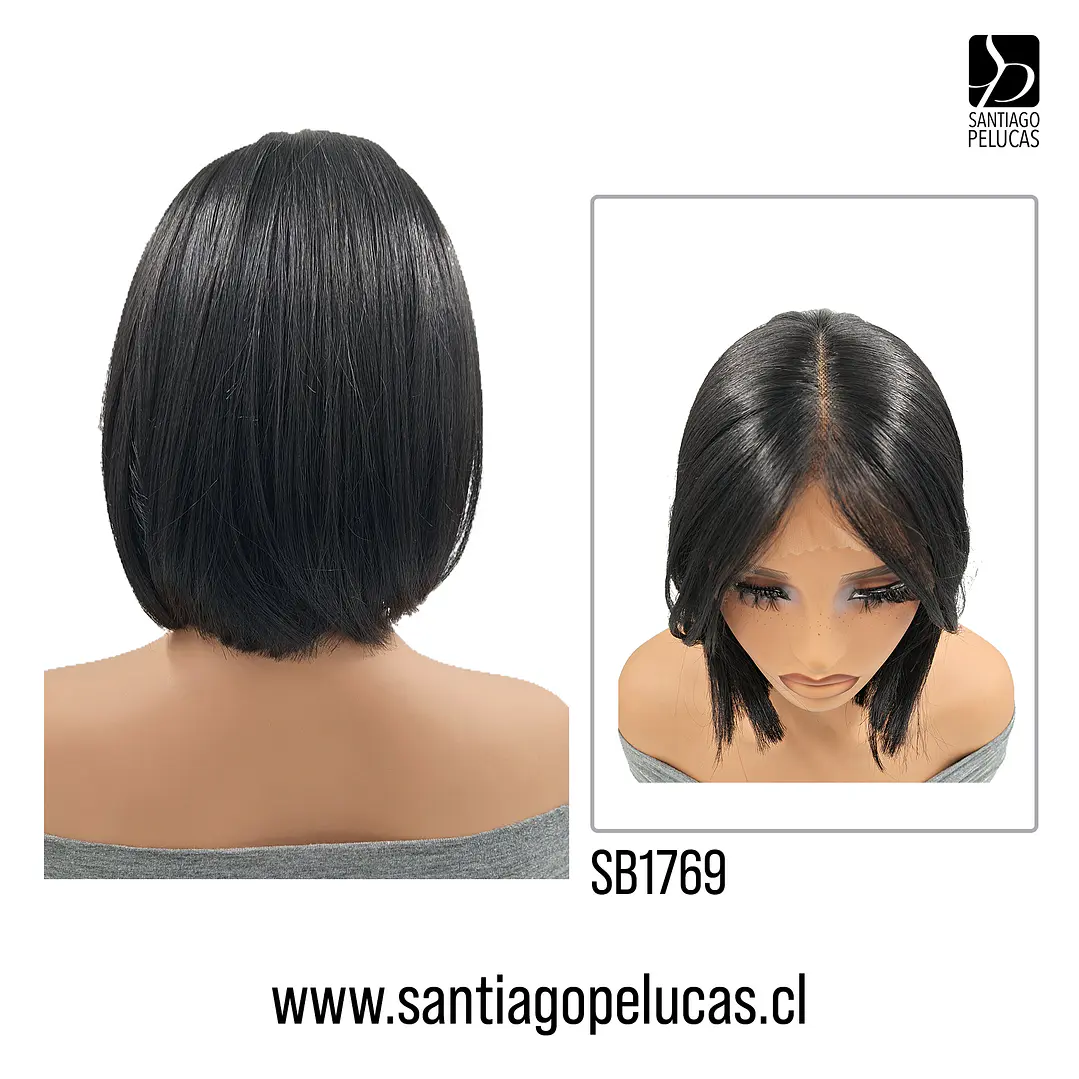 SB1769 SELENA LACE FRONT MELENA LISA BOB NEGRO 2