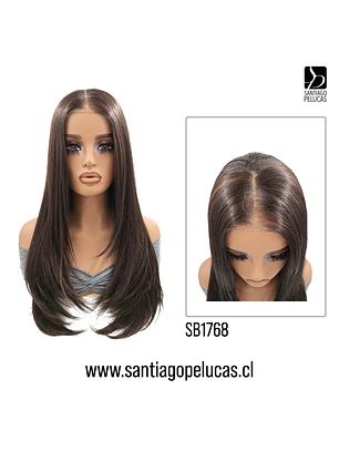 SB1768 DEMI LACE FRONTAL LARGA ESCALONADO CASTAÑO CON REFLEJOS