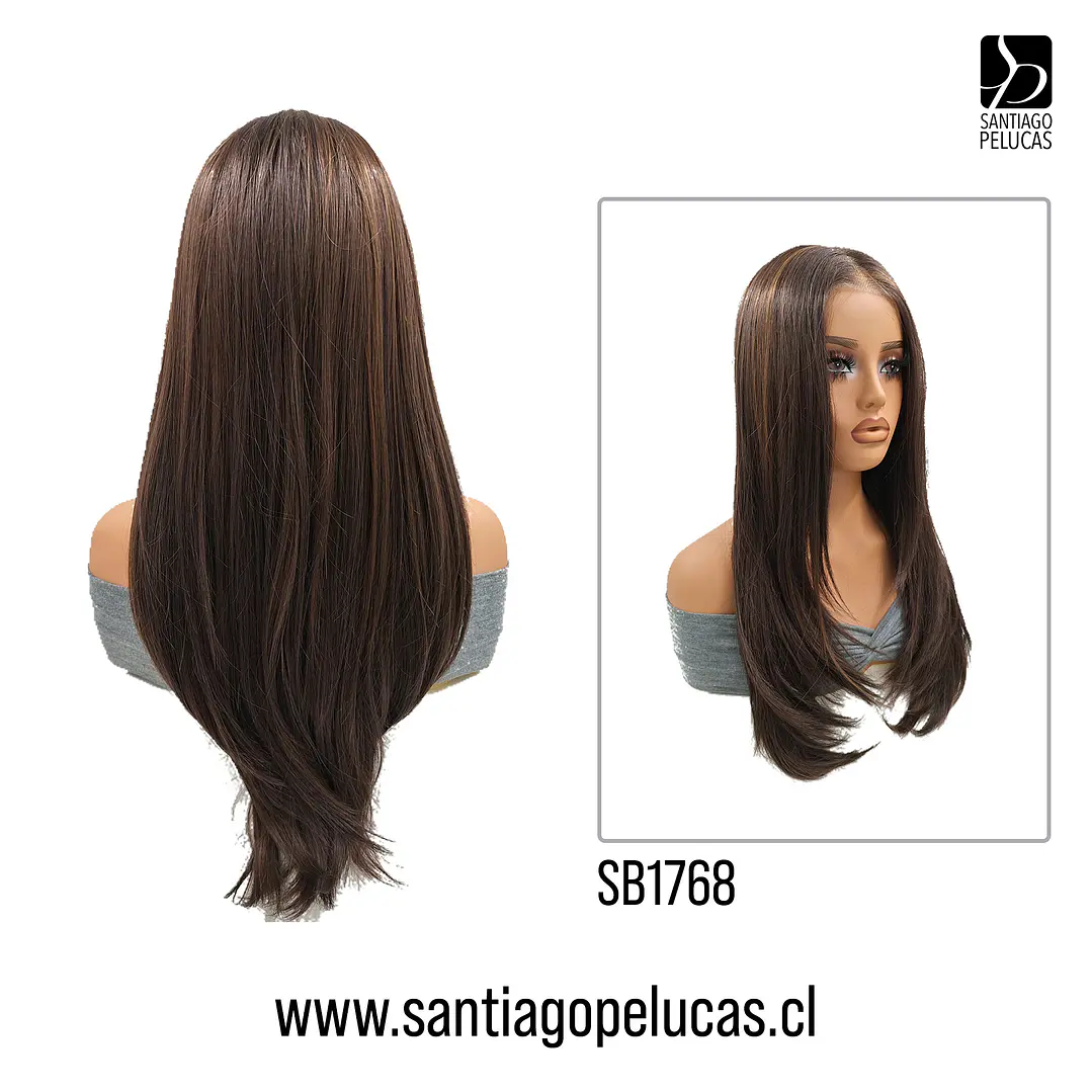SB1768 DEMI LACE FRONTAL LARGA ESCALONADO CASTAÑO CON REFLEJOS 2
