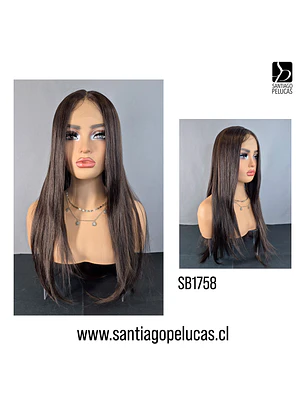 SB1758 ARIANA LACE FRONT LARGA CASTAÑO CON REFLEJOS