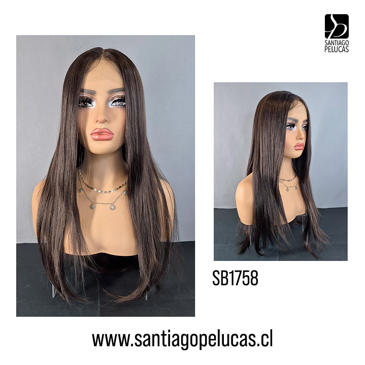 SB1758 ARIANA LACE FRONT LARGA CASTAÑO CON REFLEJOS 1