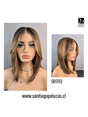 SB1763 CAMERON LACE FRONTAL MELENA EN CAPAS CASTAÑO CON MECHAS