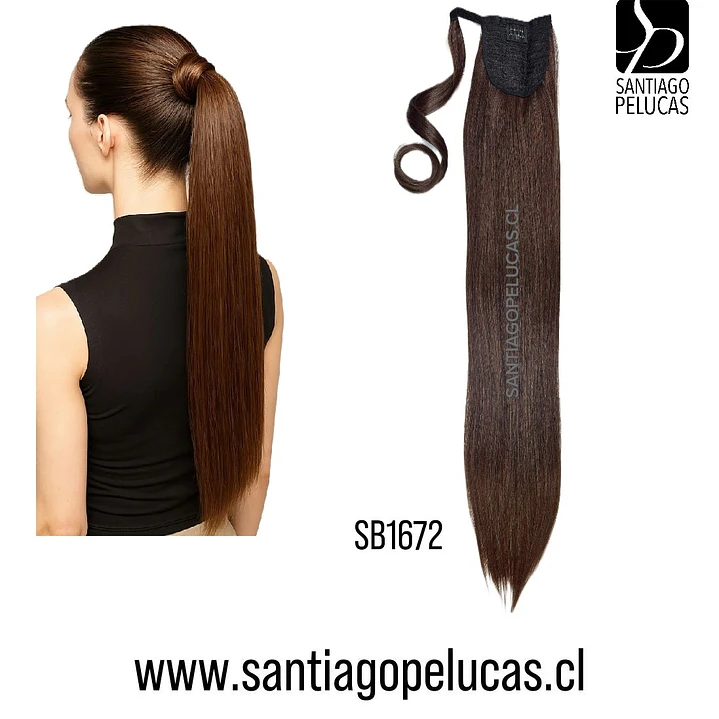 SB1672 POSTIZO DE COLA CON VELCRO LISO CHOCOLATE MATIZADO 1