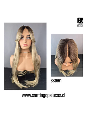 SB1661 LACE FRONT EXTRA LARGA LISA RUBIO CLARO MATIZADO CENIZA