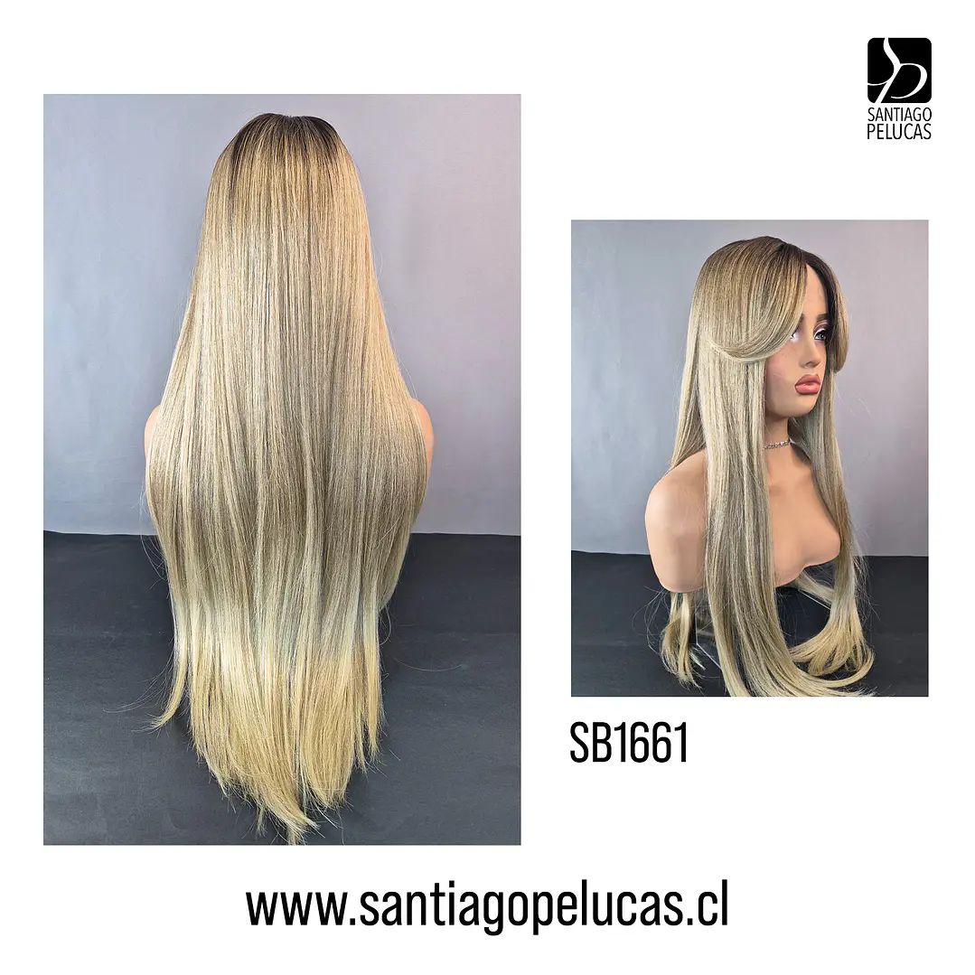 SB1661 LACE FRONT EXTRA LARGA LISA RUBIO CLARO MATIZADO CENIZA 2