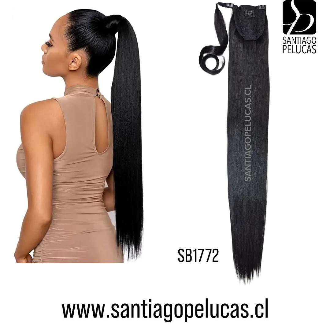 SB1772 POSTIZO DE COLA CON VELCRO LISO NEGRO AZABACHE 1