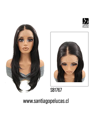 SB1767 KYLIE LACE FRONTAL LARGA LISA EN CAPAS NEGRO