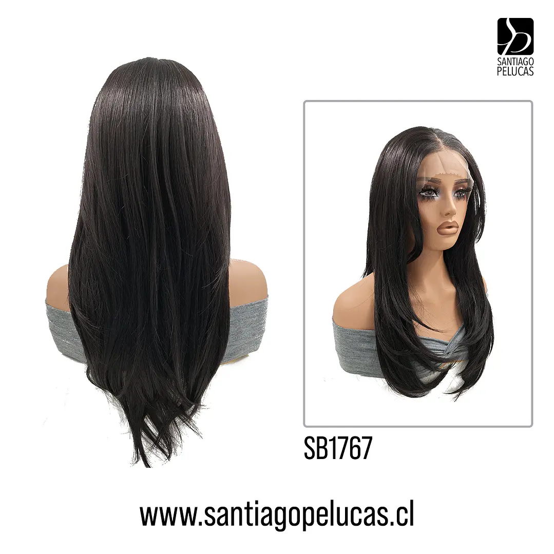 SB1767 KYLIE LACE FRONTAL LARGA LISA EN CAPAS NEGRO 2