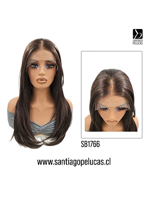 SB1766 KYLIE LACE FRONTAL LARGA LISA EN CAPAS CASTAÑO CON REFLEJOS