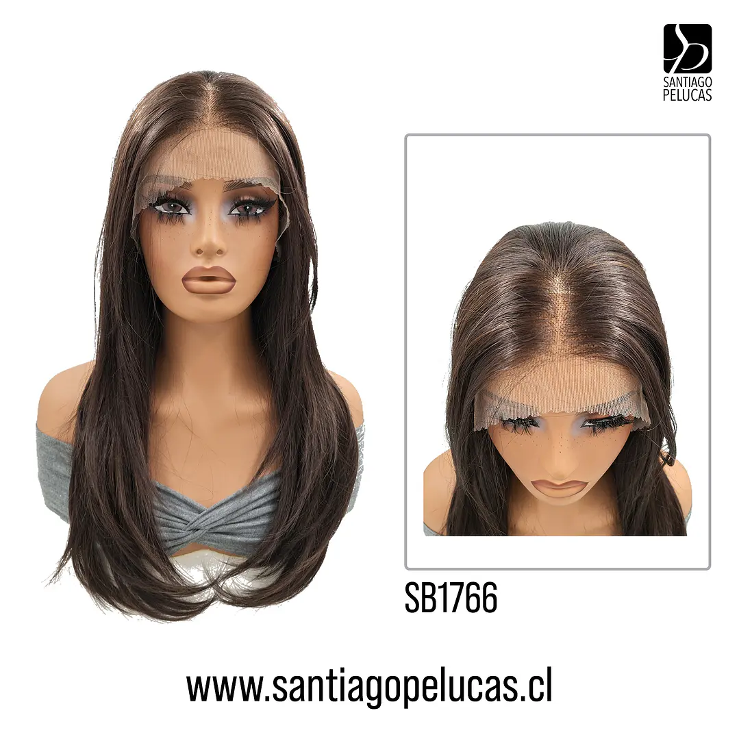 SB1766 KYLIE LACE FRONTAL LARGA LISA EN CAPAS CASTAÑO CON REFLEJOS 1