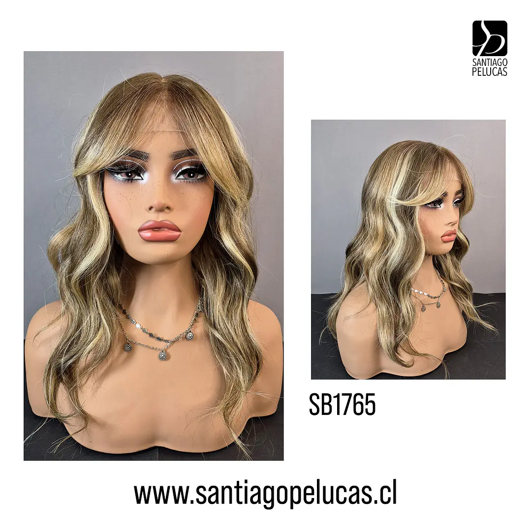 SB1765 SCARLETT LACE FRONTAL LARGA CON ONDAS RUBIO MATIZADO 1