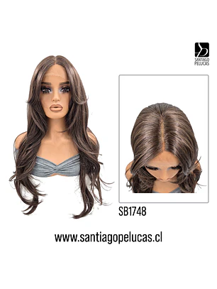 SB1748 JENNIFER LACE FRONT LARGA LISA ESCALONADA CASTAÑO MATIZADO