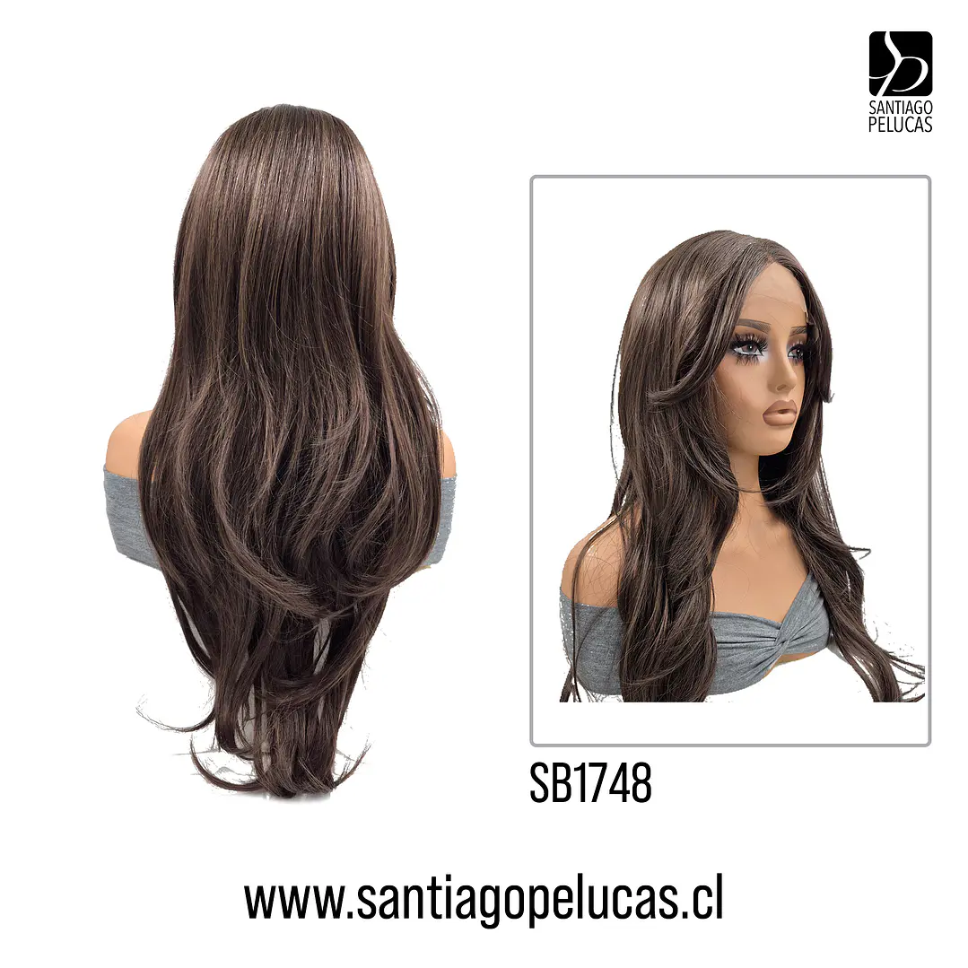 SB1748 JENNIFER LACE FRONT LARGA LISA ESCALONADA CASTAÑO MATIZADO 2