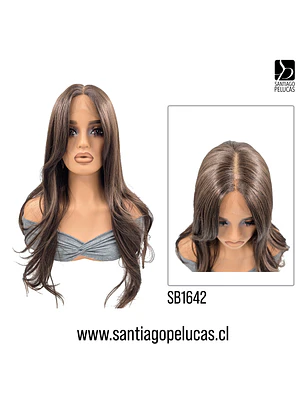SB1642 JENNIFER LACE FRONT LARGA LISA ESCALONADA CASTAÑO
