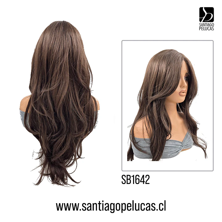 SB1642 JENNIFER LACE FRONT LARGA LISA ESCALONADA CASTAÑO 2