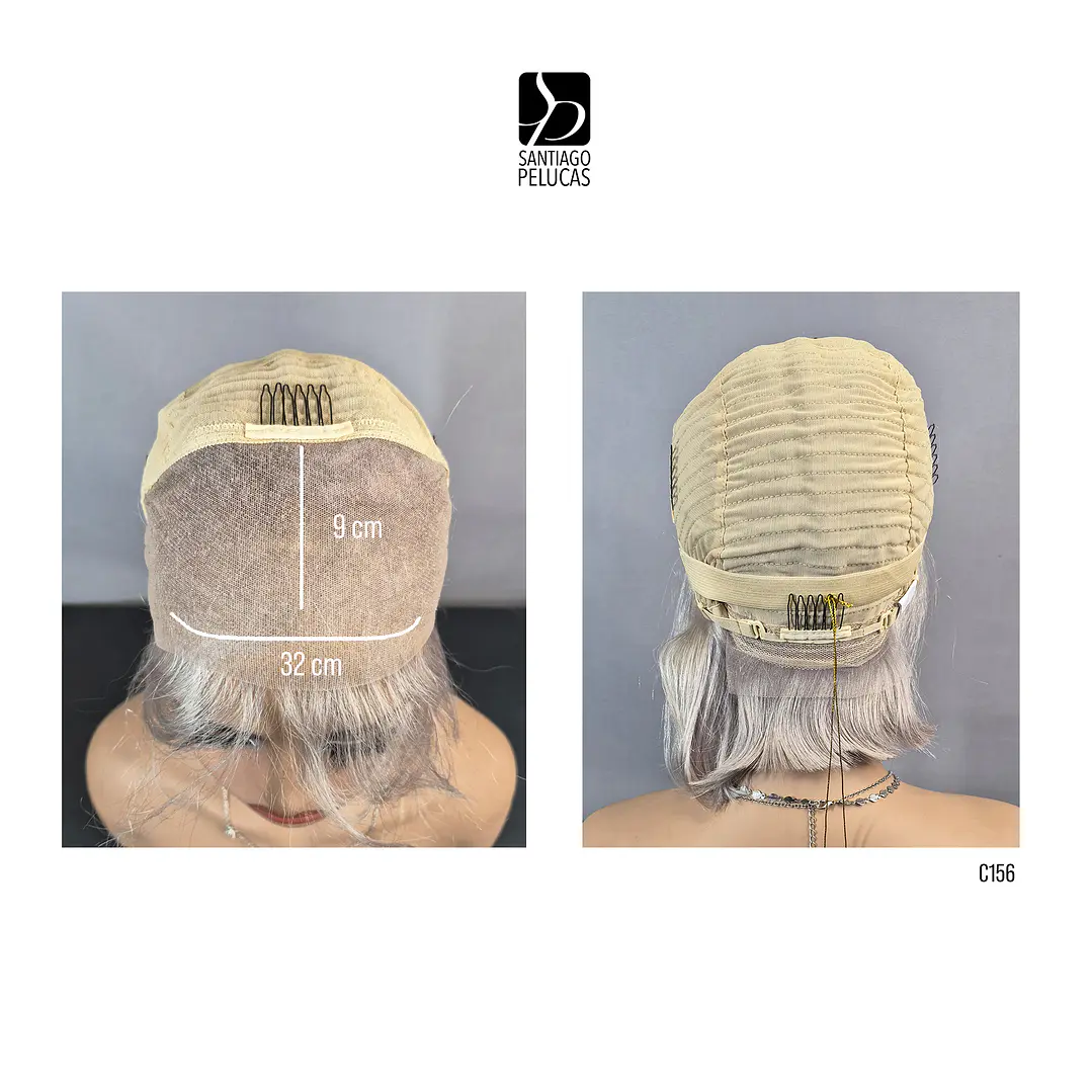 C156 LACE FRONTAL MELENA LISA BOB CANAS PLATINADAS 3