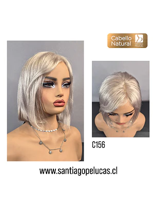 C156 LACE FRONTAL MELENA LISA BOB CANAS PLATINADAS
