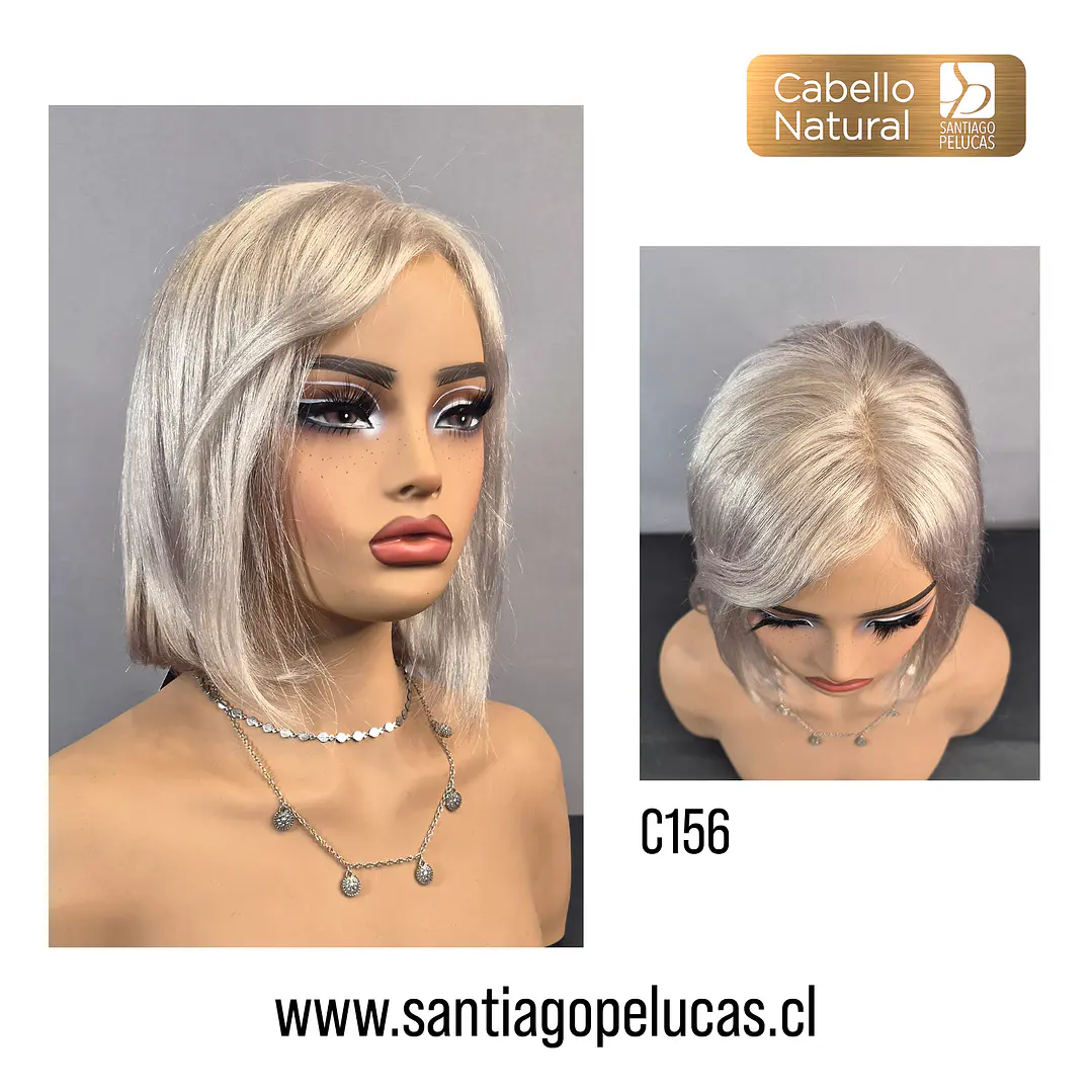 C156 LACE FRONTAL MELENA LISA BOB CANAS PLATINADAS 1