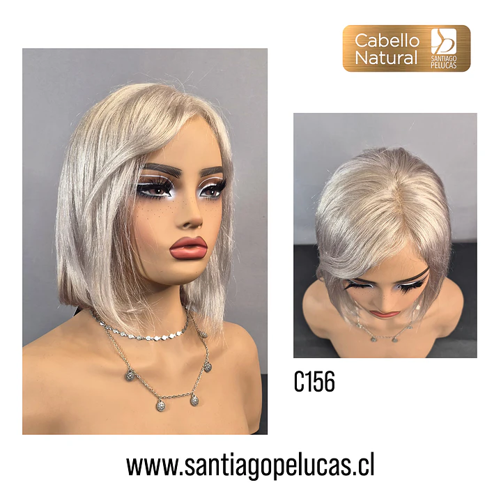 C156 LACE FRONTAL MELENA LISA BOB CANAS PLATINADAS 1