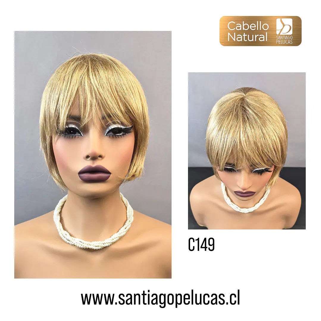 C149 NATURAL BOB CORTO LISA CON FLEQUILLO RUBIO CLARO BEIGE MATIZADO 1