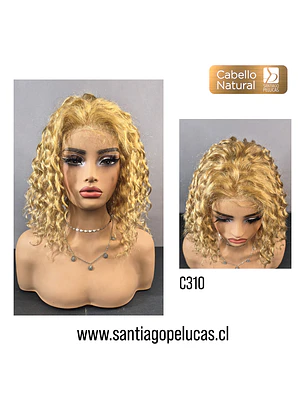C310 LACE FRONTAL MELENA CRESPA EN CAPAS RUBIO CLARO DORADO