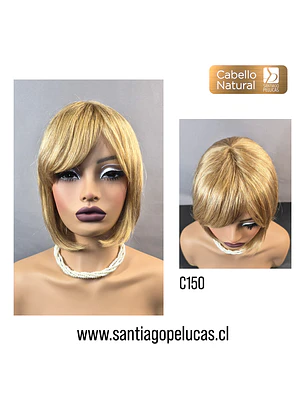 C150 NATURAL BOB MELENA LISA CON FLEQUILLO RUBIO BEIGE MATIZADO