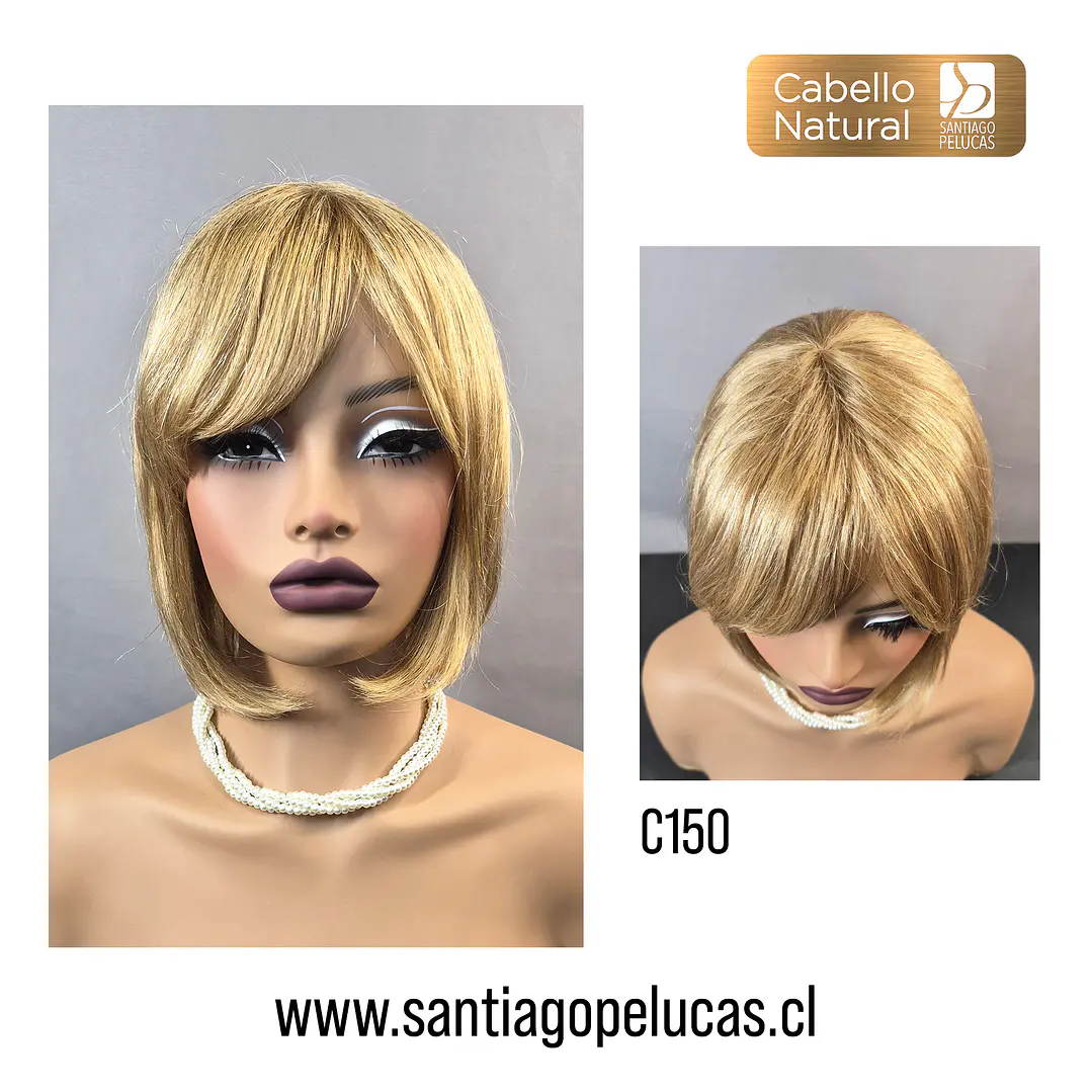 C150 NATURAL BOB MELENA LISA CON FLEQUILLO RUBIO BEIGE MATIZADO 1