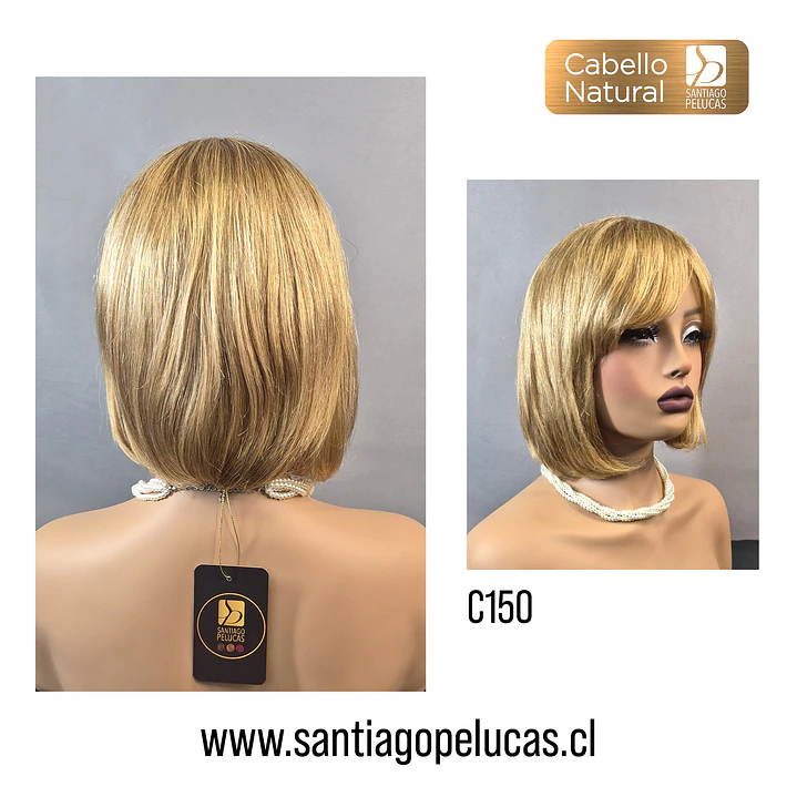 C150 NATURAL BOB MELENA LISA CON FLEQUILLO RUBIO BEIGE MATIZADO 2