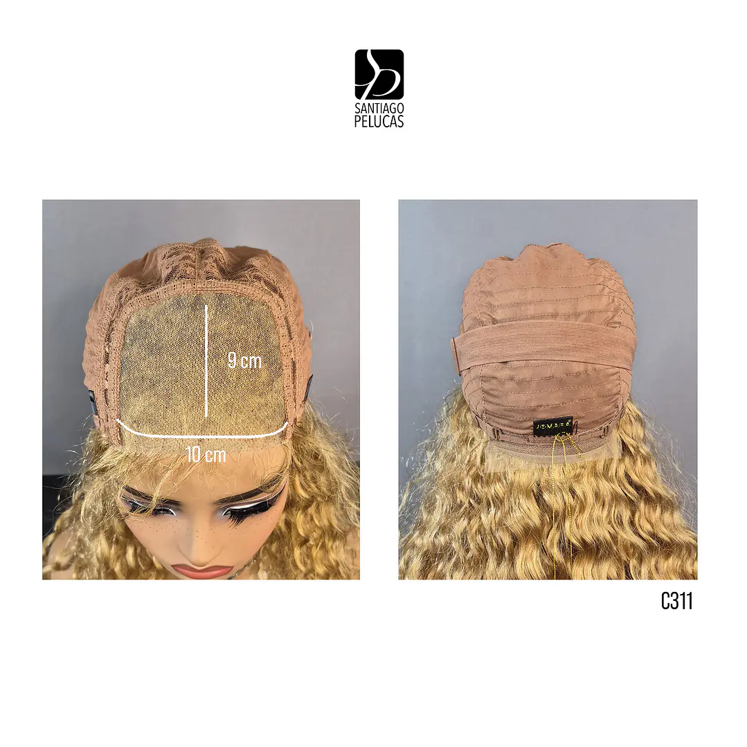 C311 LACE FRONTAL LARGA CRESPA EN CAPAS RUBIO CLARO DORADO 3