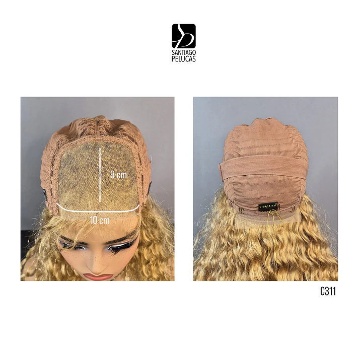 C311 LACE FRONTAL LARGA CRESPA EN CAPAS RUBIO CLARO DORADO 3