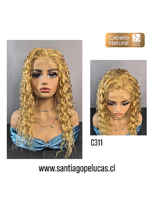 C311 LACE FRONTAL LARGA CRESPA EN CAPAS RUBIO CLARO DORADO