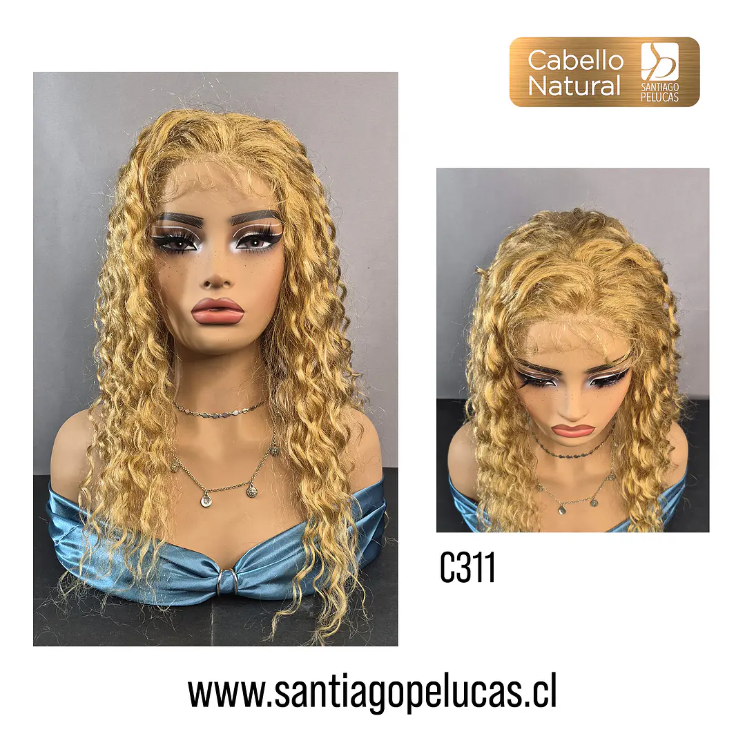 C311 LACE FRONTAL LARGA CRESPA EN CAPAS RUBIO CLARO DORADO 1