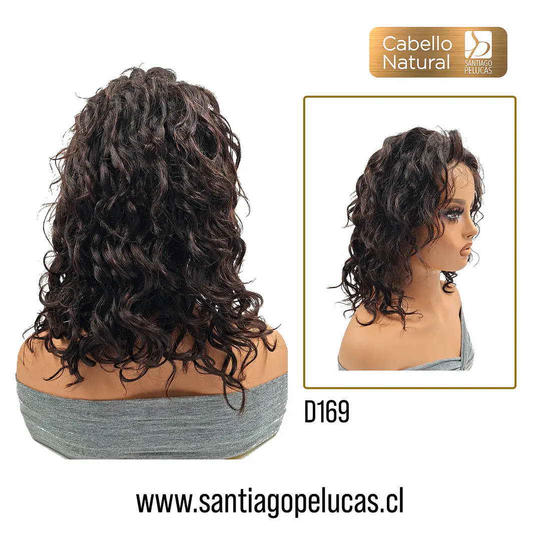 D169 AMBER LACE FRONTAL MELENA CRESPA CASTAÑO OSCURO 2