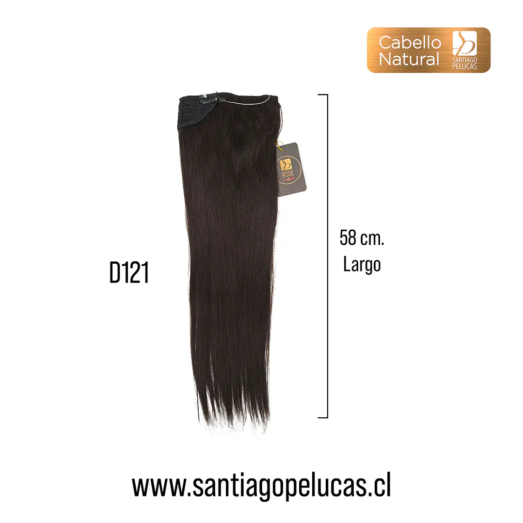 D121 TIARA CORTINA NATURAL LISA HILO Y MICROPEINES CASTAÑO OSCURO 2