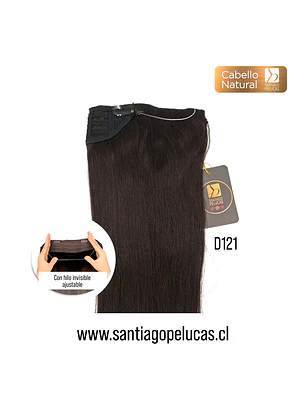 D121 TIARA CORTINA NATURAL LISA HILO Y MICROPEINES CASTAÑO OSCURO