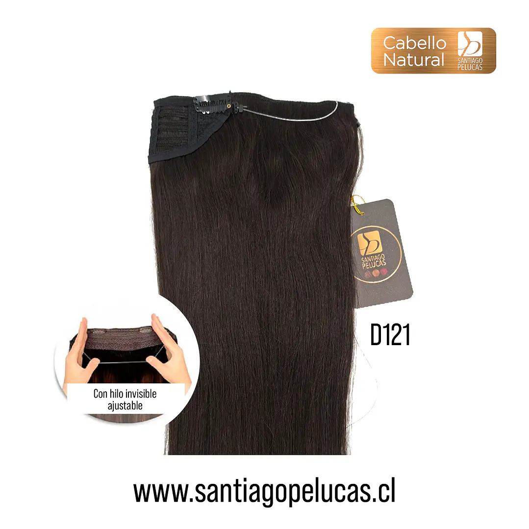 D121 TIARA CORTINA NATURAL LISA HILO Y MICROPEINES CASTAÑO OSCURO 1