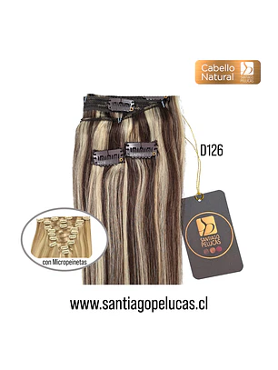 D126 NEO CORTINA NATURAL LISA CON MICROPEINES RUBIO CENIZA VISADO (9 Piezas)